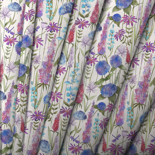 Floral Blue M2M - Florabunda Ecru Printed Made to Measure Curtains Bluebell Voyage Maison