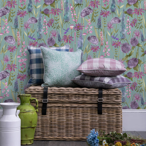 Floral Green Wallpaper - Florabunda  1.4m Wide Width Wallpaper (By The Metre) Verde Voyage Maison