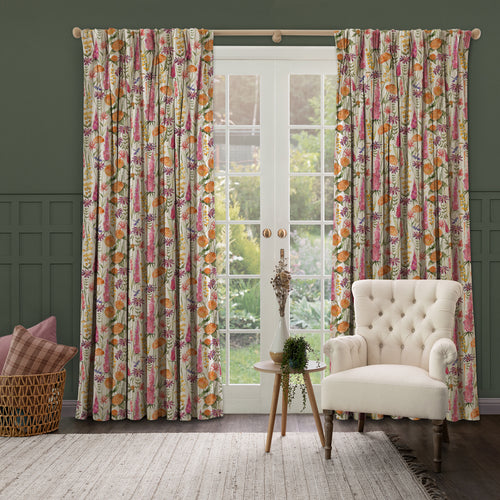 Floral Orange M2M - Florabunda Linen Printed Made to Measure Curtains Russet Voyage Maison
