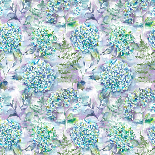 Floral Blue Fabric - Flourish Printed Cotton Fabric (By The Metre) Teal Voyage Maison