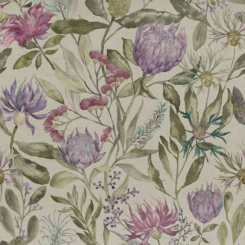  Samples - Fortazelalinen Linen Printed Fabric Sample Swatch Violet Voyage Maison