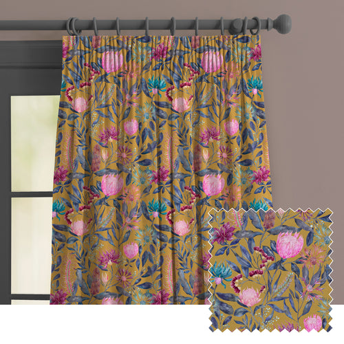 Floral Gold M2M - Fortazela Printed Made to Measure Curtains Gold Voyage Maison