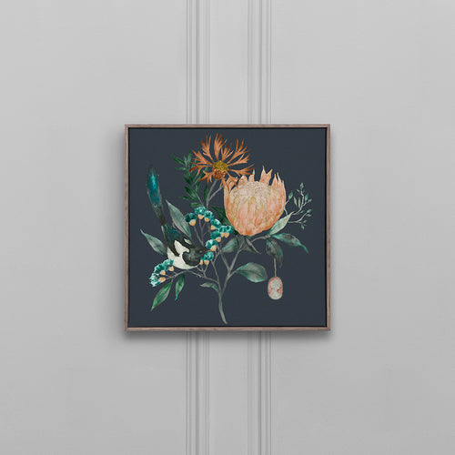 Floral Blue Wall Art - Fortazela Sapphire  Framed Canvas Stone Voyage Maison