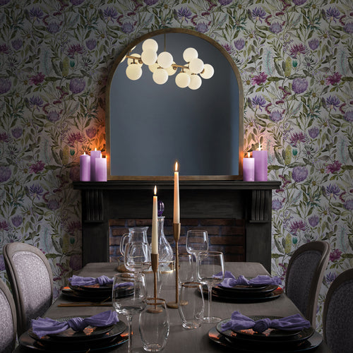 Floral Purple Wallpaper - Fortazela  1.4m Wide Width Wallpaper (By The Metre) Violet Voyage Maison