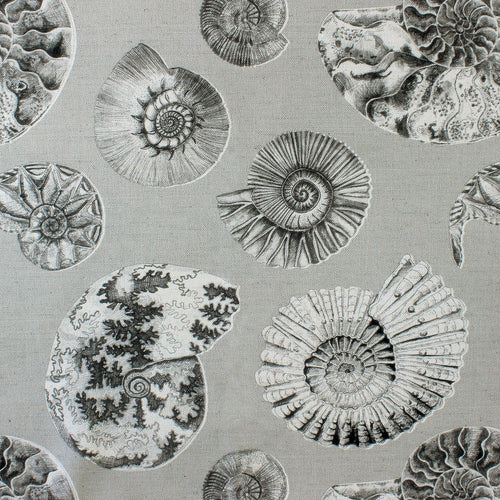 Animal Grey Fabric - Fossilium Printed Cotton Fabric (By The Metre) Sepia Voyage Maison