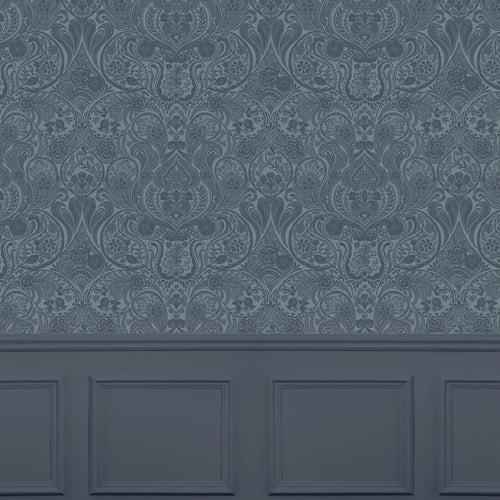 Floral Blue Wallpaper - Galadriel  1.4m Wide Width Wallpaper (By The Metre) Sapphire Voyage Maison