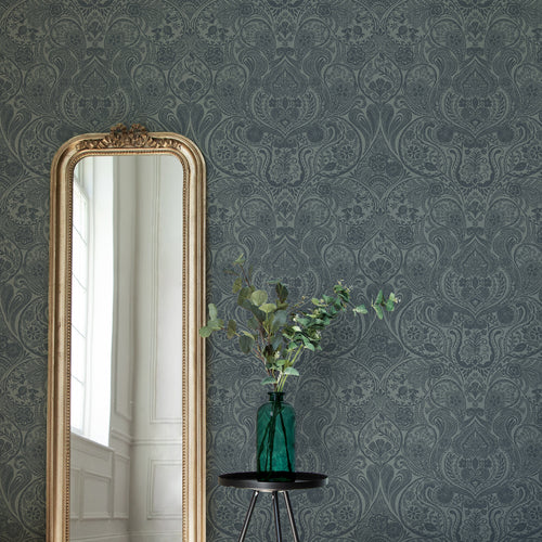 Floral Blue Wallpaper - Galadriel  1.4m Wide Width Wallpaper (By The Metre) Sapphire Voyage Maison