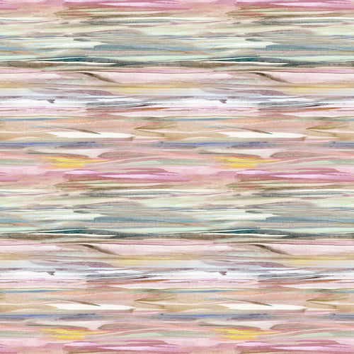 Abstract Pink Fabric - Galatea Printed Cotton Fabric (By The Metre) Quartz Voyage Maison