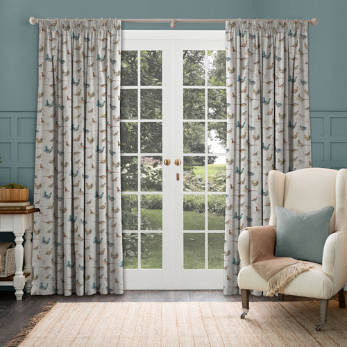 Animal Cream M2M - Game Birds Mini Linen Printed Made to Measure Curtains Cream Voyage Maison