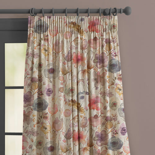 Floral White M2M - Gospiana Linen Printed Made to Measure Curtains Boysenberry Voyage Maison