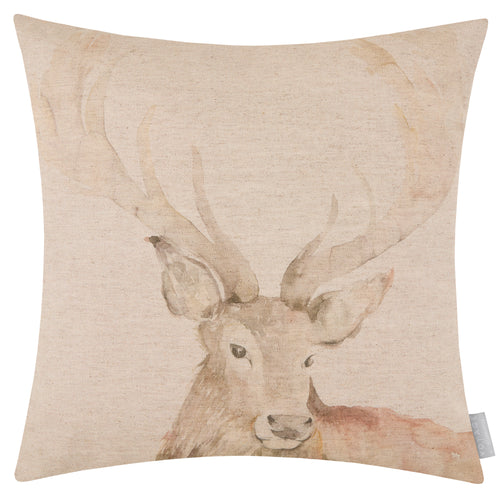 Animal Cream Cushions - Gregor Stag Printed Feather Filled Cushions Natural Voyage Maison