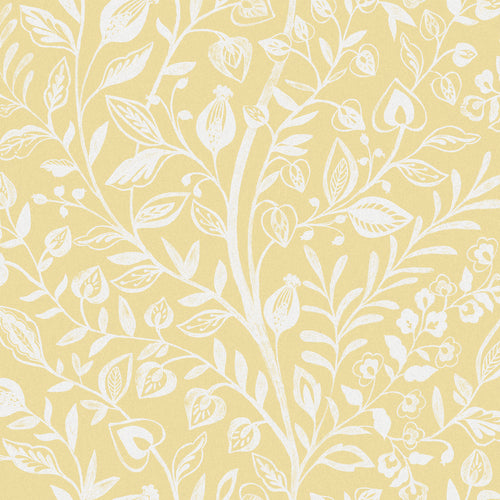 Floral Yellow Wallpaper - Harlow  1.4m Wide Width Wallpaper (By The Metre) Lemon Voyage Maison