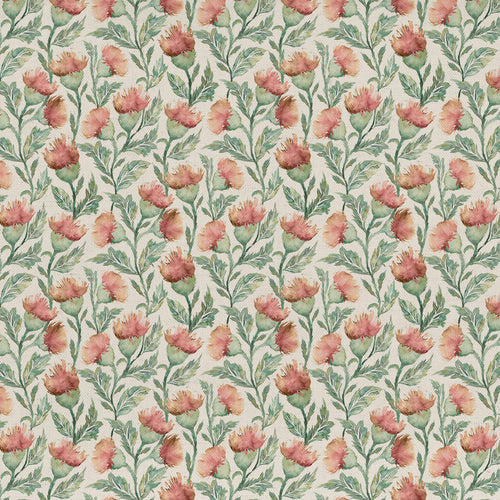 Floral Orange Fabric - Hawick Printed Cotton Fabric (By The Metre) Rust/Natural Voyage Maison
