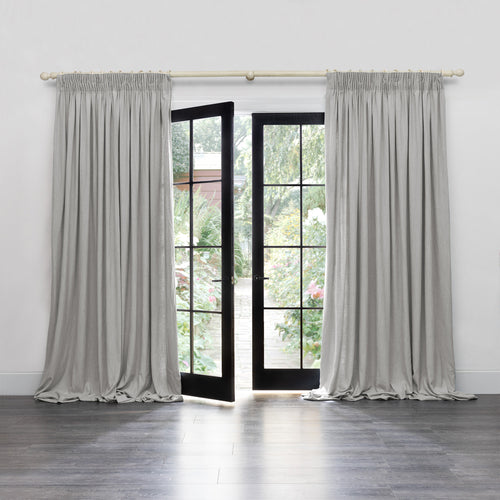 Plain Grey Curtains - Hawley Linen Blend Pencil Pleat Curtains Silver Voyage Maison