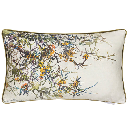 Darren Woodhead Hawthorn Printed Feather Cushion in Olive