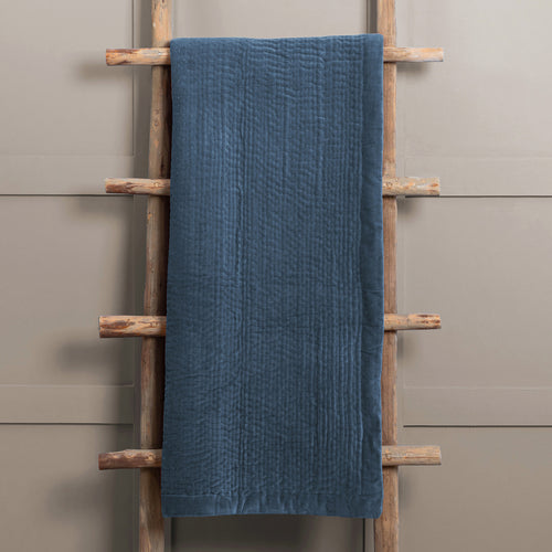 Plain Blue Throws - Haze Velvet Quilted Throw Bluebell Additions