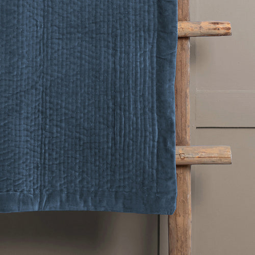 Plain Blue Throws - Haze Velvet Quilted Throw Bluebell Additions