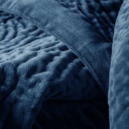 Plain Blue Throws - Haze Velvet Quilted Throw Bluebell Additions