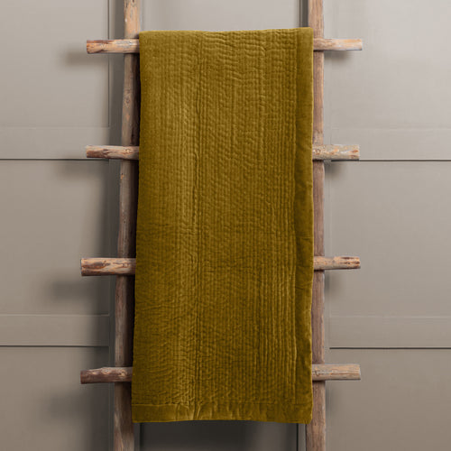 Plain Yellow Throws - Haze Velvet Quilted Throw Mustard Additions