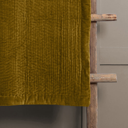 Plain Yellow Throws - Haze Velvet Quilted Throw Mustard Additions