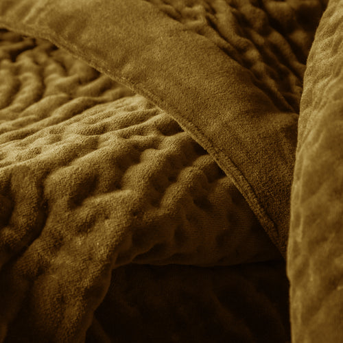 Plain Yellow Throws - Haze Velvet Quilted Throw Mustard Additions