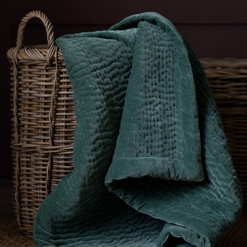 Plain Blue Throws - Haze Velvet Quilted Throw Ocean Additions