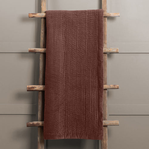 Plain Red Throws - Haze Velvet Quilted Throw Persimmon Additions