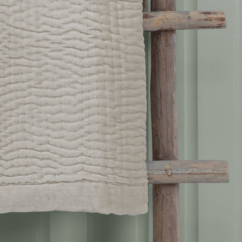 Plain Beige Throws - Haze Velvet Quilted Throw Quartz Additions