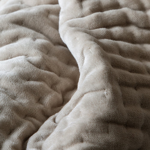 Plain Beige Throws - Haze Velvet Quilted Throw Quartz Additions