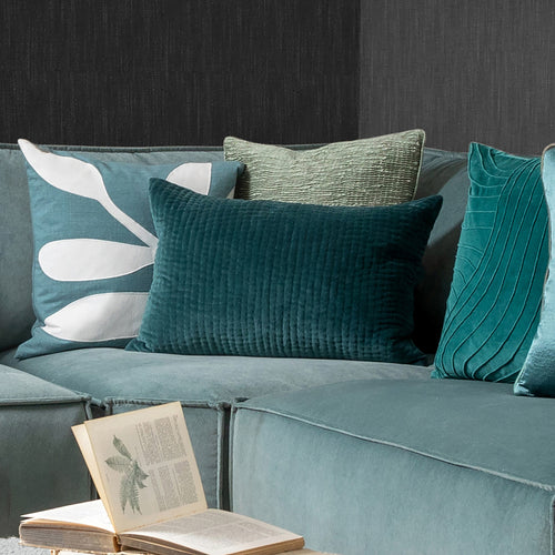 Additions Haze Embroidered Feather Cushion in Ocean