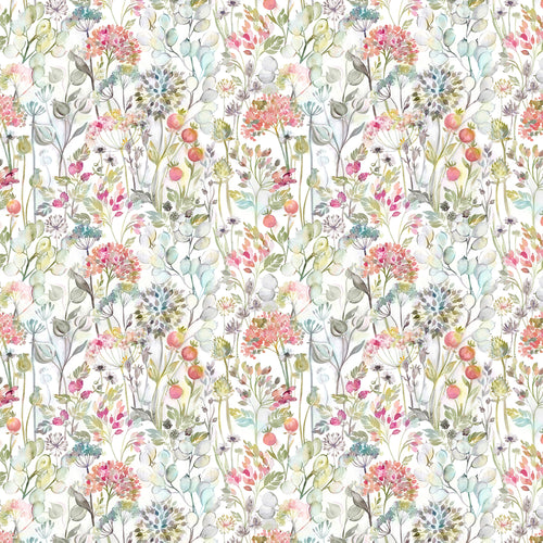 Floral Orange Fabric - Country Hedgerow Printed Cotton Fabric (By The Metre) Coral Voyage Maison
