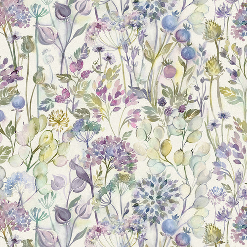 Floral Purple Fabric - Country Hedgerow Printed Cotton Fabric (By The Metre) Lilac Voyage Maison