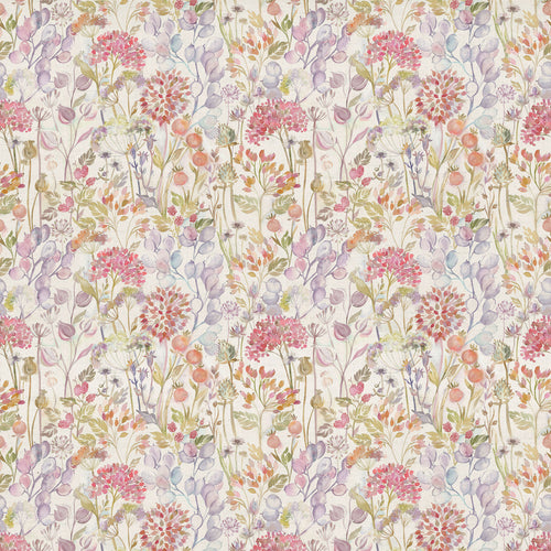Floral Orange Fabric - Hedgerow Printed Linen Fabric Autumn Cream Voyage Maison