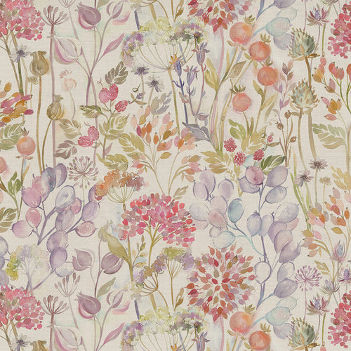 Floral Orange Fabric - Hedgerow Printed Linen Fabric Autumn Voyage Maison