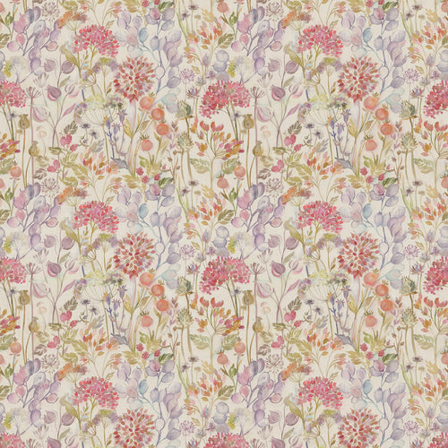 Floral Orange Fabric - Hedgerow Printed Linen Fabric Autumn Voyage Maison