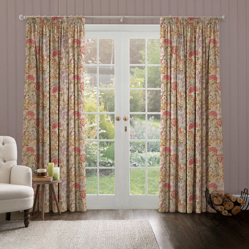 Floral Orange Fabric - Hedgerow Printed Linen Fabric Autumn Voyage Maison