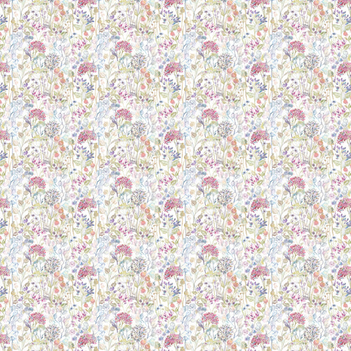 Floral Pink Fabric - Hedgerow Printed Oil Cloth Fabric Natural Voyage Maison