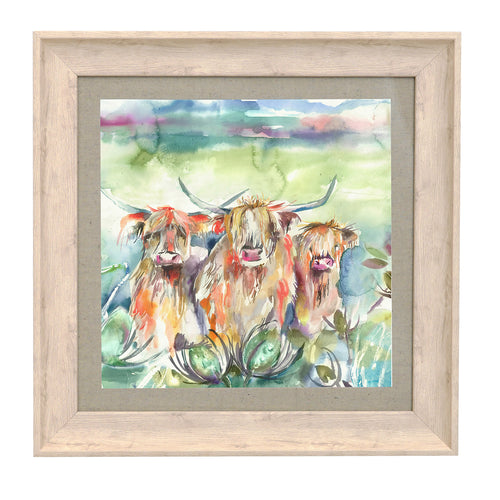 Animal Green Wall Art - Heilan Herd  Framed Print Birch Voyage Maison