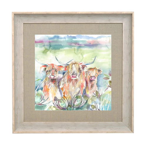Animal Green Wall Art - Heilan Herd  Framed Print Birch Voyage Maison