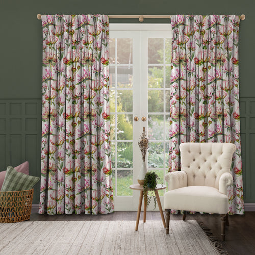 Floral Pink M2M - Heligan Printed Made to Measure Curtains Fuchsia Voyage Maison