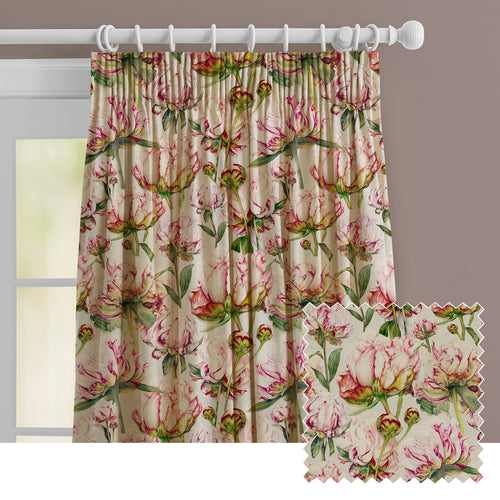 Floral Pink M2M - Heligan Printed Made to Measure Curtains Fuchsia Linen Voyage Maison
