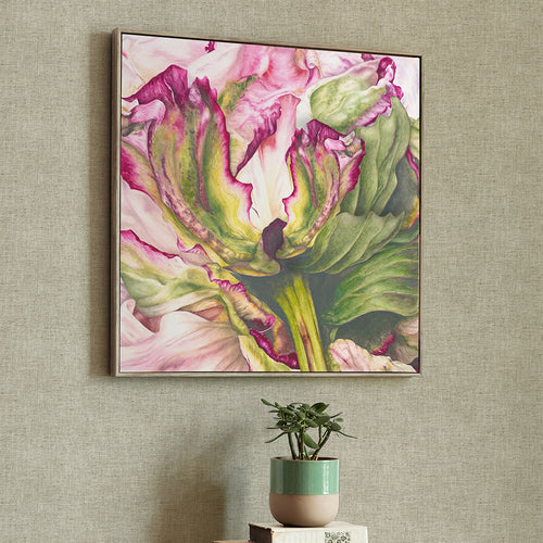 Floral Pink Wall Art - Heligan  Framed Canvas Stone Voyage Maison