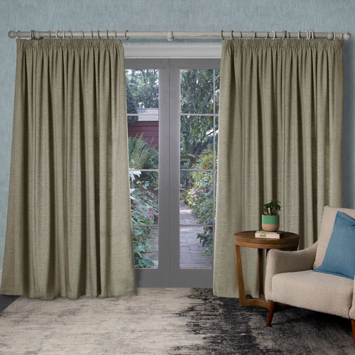 Plain Grey Curtains - Helmsley Woven Pencil Pleat Curtains Jute Voyage Maison
