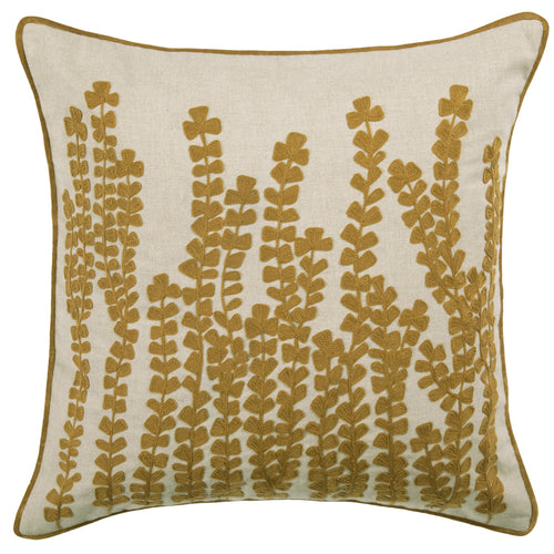 Additions Herb Embroidered Feather Cushion in Mustard