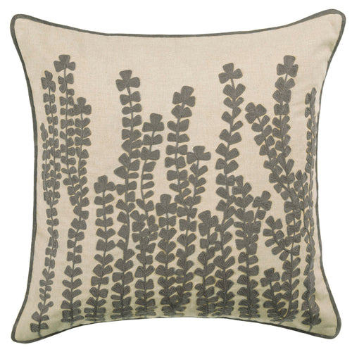 Additions Herb Embroidered Feather Cushion in Steel