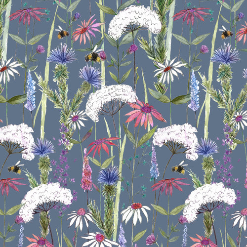 Floral Blue M2M - Hermione Printed Made to Measure Curtains Indigo Voyage Maison