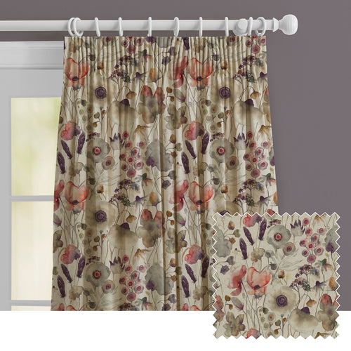 Floral Cream M2M - Hibbertia Printed Made to Measure Curtains Boysenberry Voyage Maison