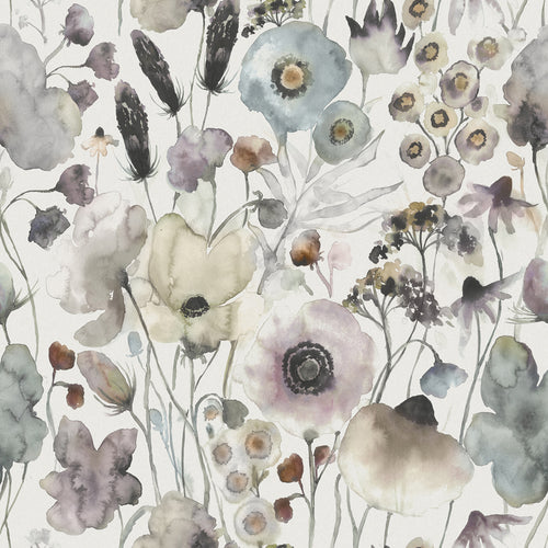 Floral Purple Fabric - Hibbertia Printed Cotton Fabric (By The Metre) Haze/Cream Voyage Maison