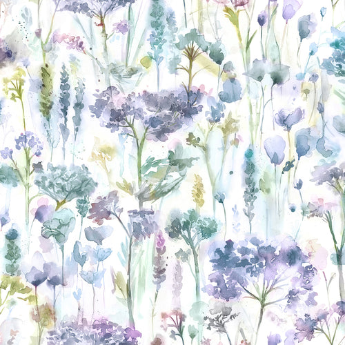 Floral Purple Fabric - Hinton Printed Cotton Fabric (By The Metre) Violet White Voyage Maison