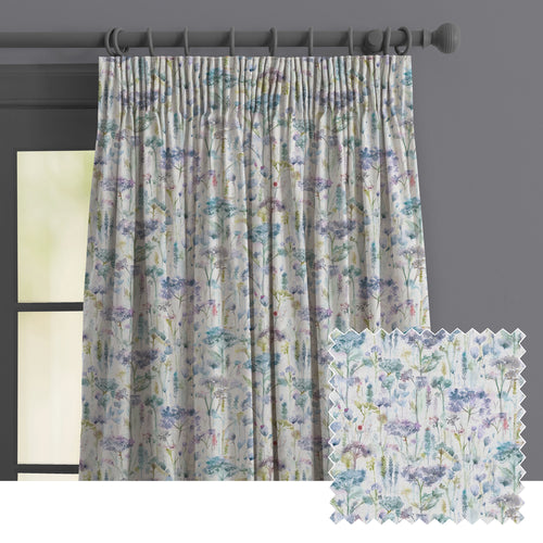 Floral White M2M - Hinton Printed Made to Measure Curtains Violet White Voyage Maison